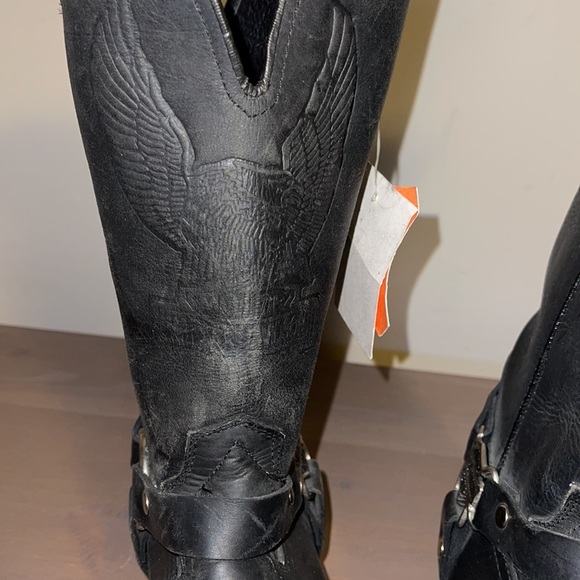 🆕 Harley Davidson Black Leather Biker Boots - Men’s Size 8 - Picture 6 of 12